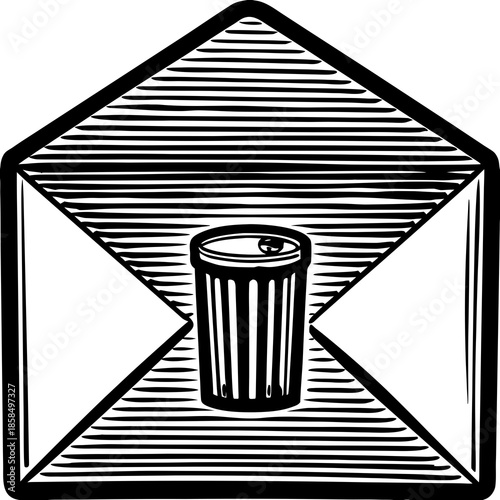 Email Trash Icon – Vector Art for Delete, Spam & Digital Cleanup Design

