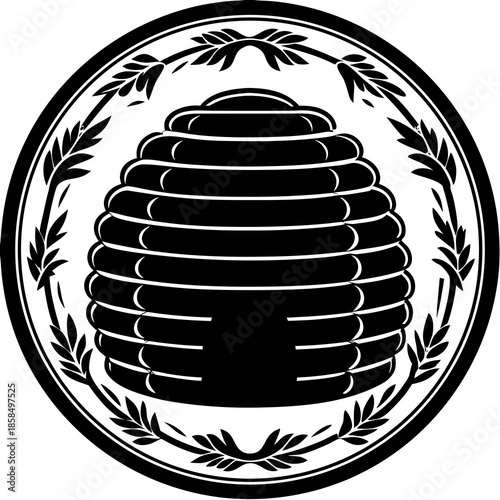 Beehive with Laurel Wreath – Vector Art for Nature, Honor & Business Design

