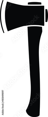 Retro cartoon vector illustration of a black silhouette woman in a dress holding an axe, a razor, and an electric razor as business tools