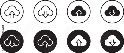 cloud icon, containing cloud upload, download symbol, vector illustration