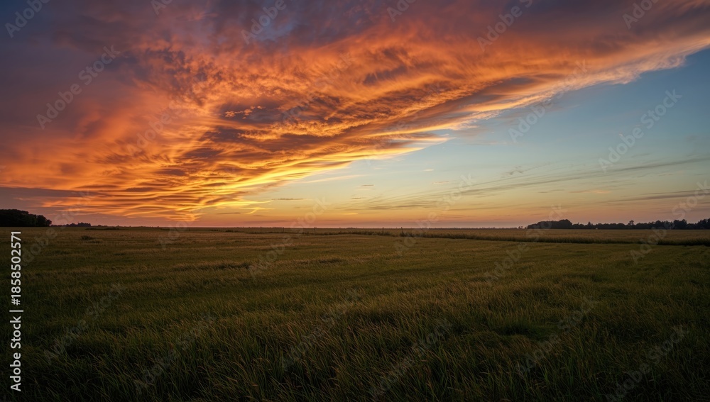 Obraz premium Landscape featuring sky and clouds during sunset, suitable for layout and editorial backdrops