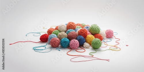 Close-up of colorful knitting threads used as a background for editorial or design purposes, focusing on textures