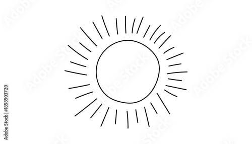 Wallpaper Mural Simple sun with thin rays in minimal doodle style. Hand drawn vector icon for summer and light concepts. Vector illustration on an isolated background. Torontodigital.ca