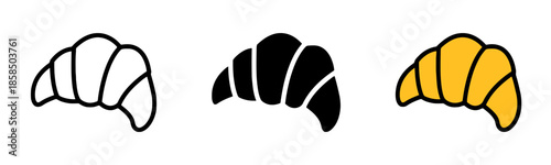 Croissant in Three Styles Vector Illustration French Pastry Breakfast Item Perfect for Bakery Cafe Food Menu Design Freshly Baked Product