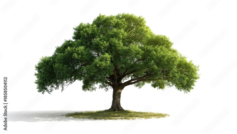 Fototapeta premium Single tree with white backdrop serving as a visual asset for graphic design or branding