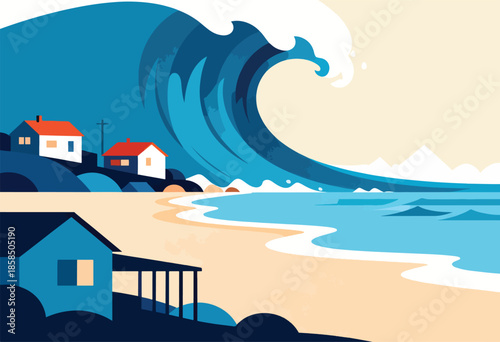 Colossal wave threatens coastal homes with impending doom