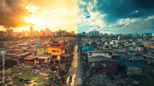 Economic Disparities. Left and Right Side of Wealth and Poverty