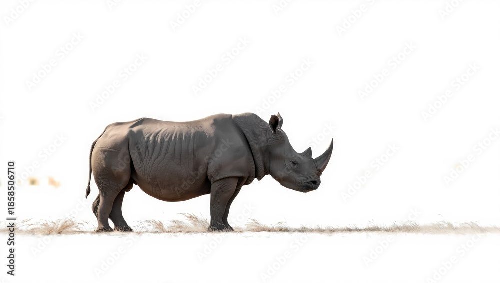 Fototapeta premium African rhinoceros in a natural setting, highlighting species preservation efforts