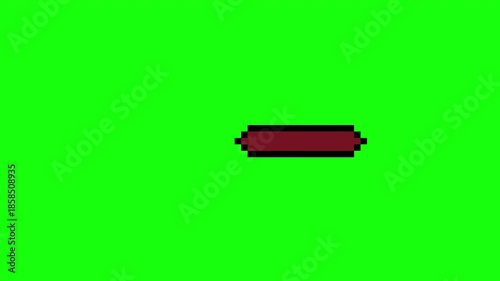 Pixel Art Life Bar Depleting Animation on Green Screen. Retro 8-bit Gaming Health Indicator and Heart Icon Motion Graphic VFX 4k video animation seamless loop