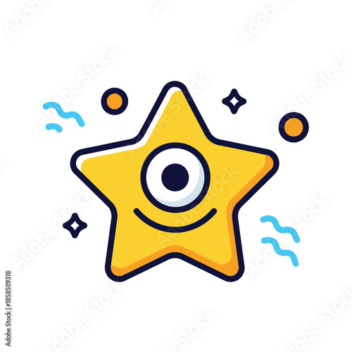 Smiling Yellow Star Character With Eye.