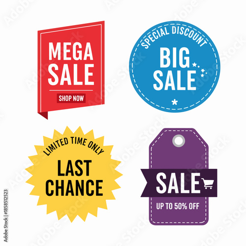 Limited time offer sale stickers set for e commerce and advertising
