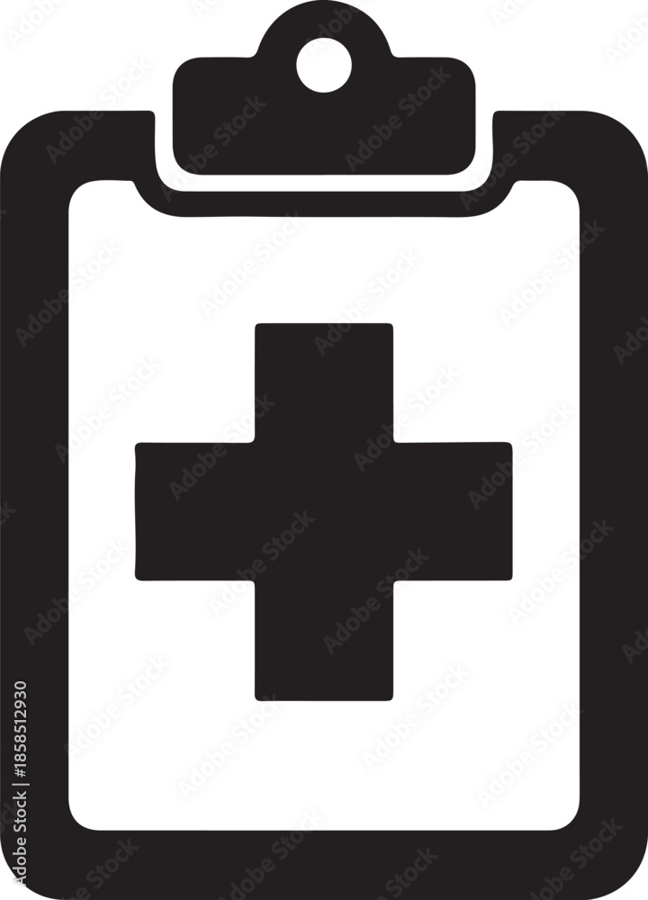 Obraz premium Medical clipboard icon with red cross