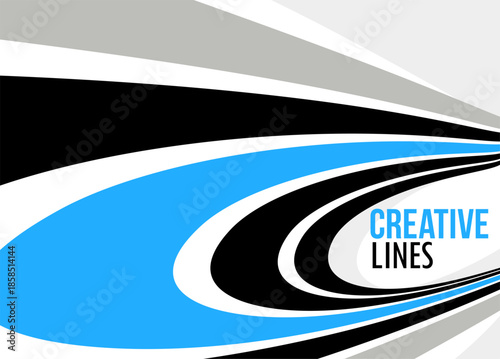 Creative lines vector abstract background, 3D perspective linear graphic design composition, stripes in dimensional rotation poster or banner.
