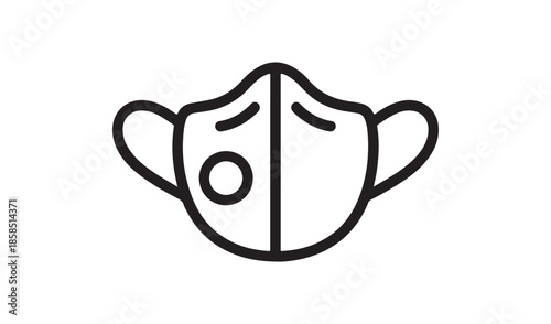 Safety face mask respirator outline icon for medical protection and healthcare