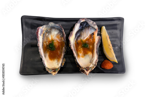 Oyster lovers , Fresh Seafood over white background