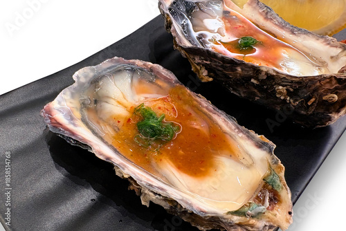 Oyster lovers , Fresh Seafood over white background