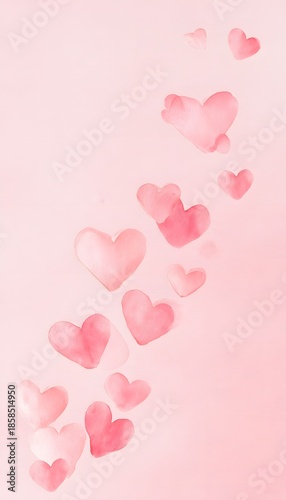 Gentle pink hearts watercolor illustration evokes tender love a soft dreamy aesthetic design