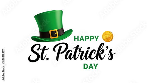 Happy St Patrick’s Day Celebration with Green Hat Illustration