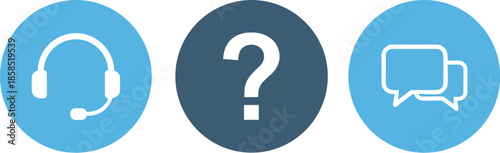 Blue Customer Support & FAQ Icons