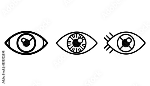 Three stylized eye icons in a simple linear design