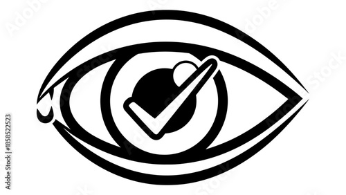 Eye with a checkmark symbol representing vision and verification