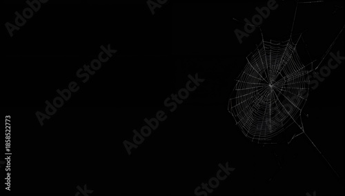Detailed view of spider web threads in a corner, highlighting natural preservation and web repair