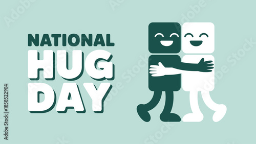 National Hug Day modern flat illustration with two abstract characters hugging symbolizing friendship kindness emotional support and human connection isolated on soft background