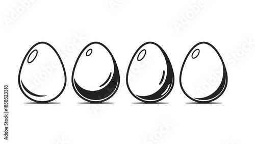 Row of Stylized Eggs with Shadow Variations A Simple Vector Illustration