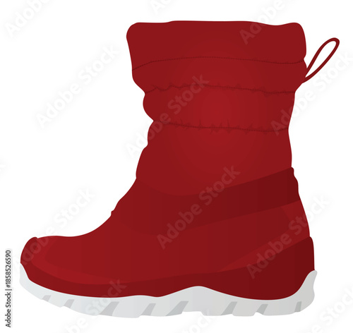 Red winter waterproof kids boot. vector
