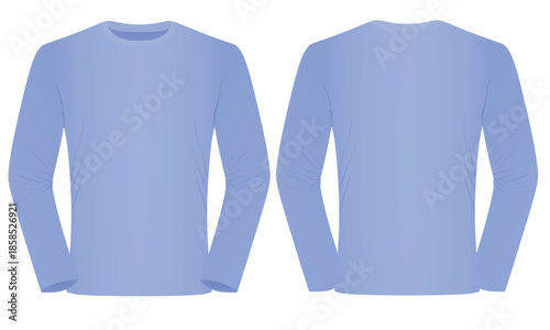 Long sleeve blue t shirt. vector illustration