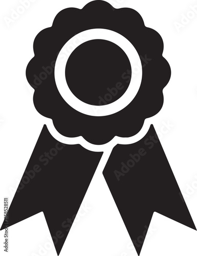 Black and white ribbon icon for awards and recognition