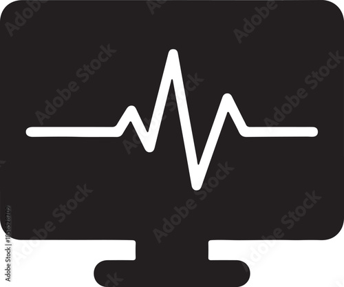 Ecg heartbeat monitor display icon