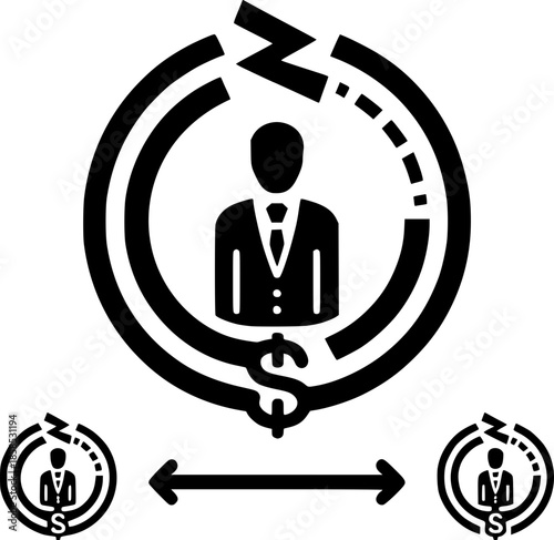 Financial Cycle of a Person: A symbolic representation of the economic cycle, featuring a figure within a circle, depicting the flow of money and financial activity.