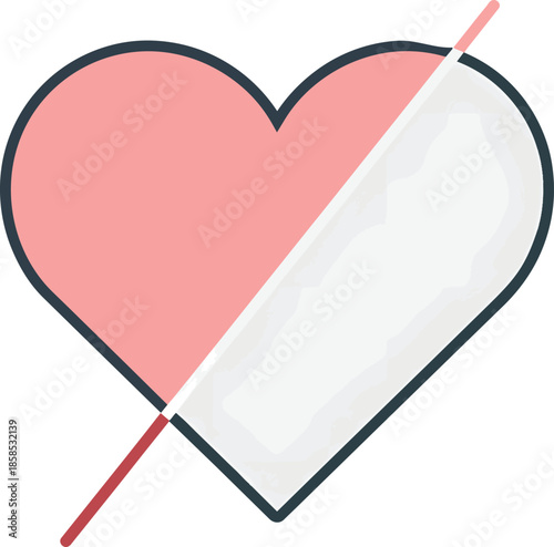 Pink and White Broken Heart Illustration.