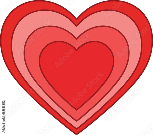 Red Heart Shapes Layered Illustration.
