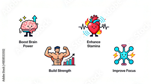 Wallpaper Mural Elements such as brain health and endurance enhancement represent the health benefits of strengthening physical fitness and improving focus, and are suitable for health promotional materials.
 Torontodigital.ca