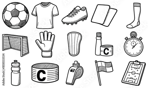 HandDrawn Soccer Match Gear Icons