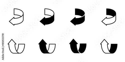 Directional Arrow Abstract Sign Curved Indicator Pointing Way Navigation Guide Symbol Isolated on White Background Vector Graphic Design Path Route Trajectory