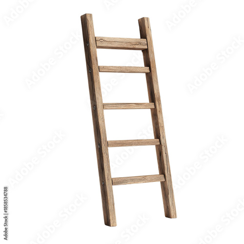 5-rung wooden ladder on clear bg