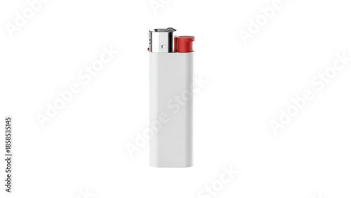Plain white lighter isolated on transparent background, suitable for smoking accessories, fire and ignition concepts, product mockups, minimal object design, and lifestyle visuals.