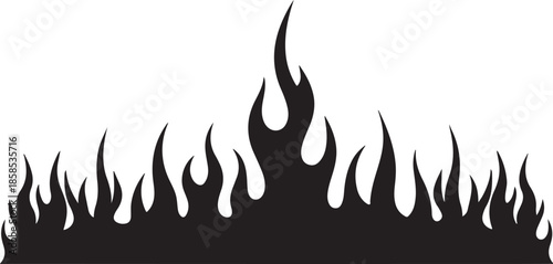 Black Flame Silhouette Border - Decorative Fire Vector Illustration -fire, flame, silhouette, black, vector, isolated, burning, heat, hot, blaze, border, graphic, design, illustration, clipart, monoch