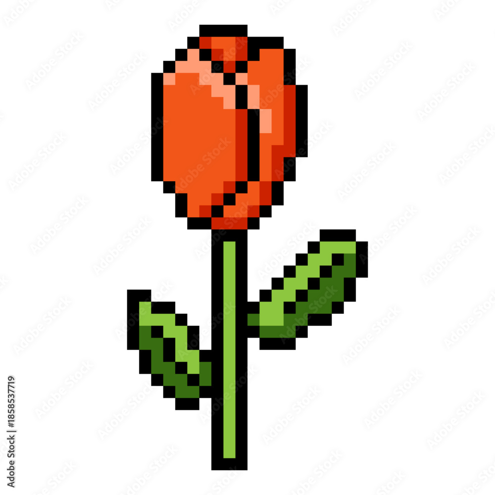 Obraz premium Vector Pixel Art Icon of Orange Tulip