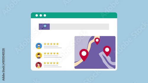 Find Local Business on Online Map, Local SEO For Small businesses, Regional Search Engine 2d animation with alpha matte