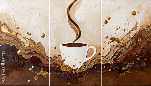 Abstract Coffee Aroma Triptych
