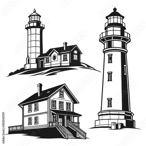 Lighthouses and coastal houses