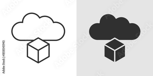 Cloud Blockchain Icon combining a cloud with linked blocks, representing decentralized cloud infrastructure, secure data processing, and distributed ledgers.
