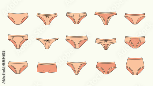 Collection of Various Womens Underwear Illustrations.
