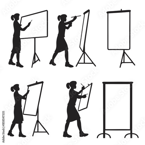 Artist at work silhouettes