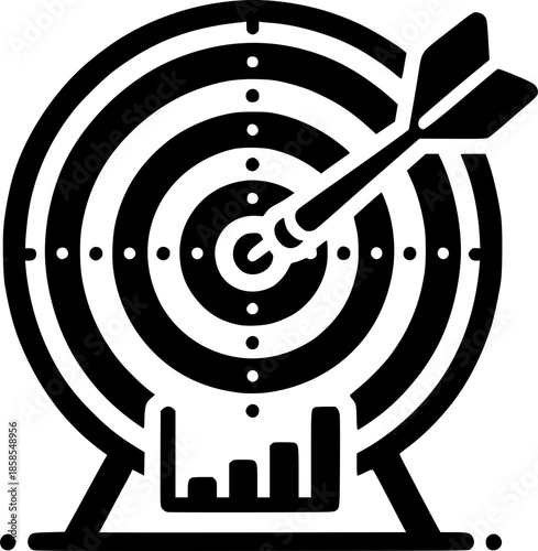 Targeting Goals: A graphic representation of a dart hitting the center of a target, symbolizing precision and goal achievement.