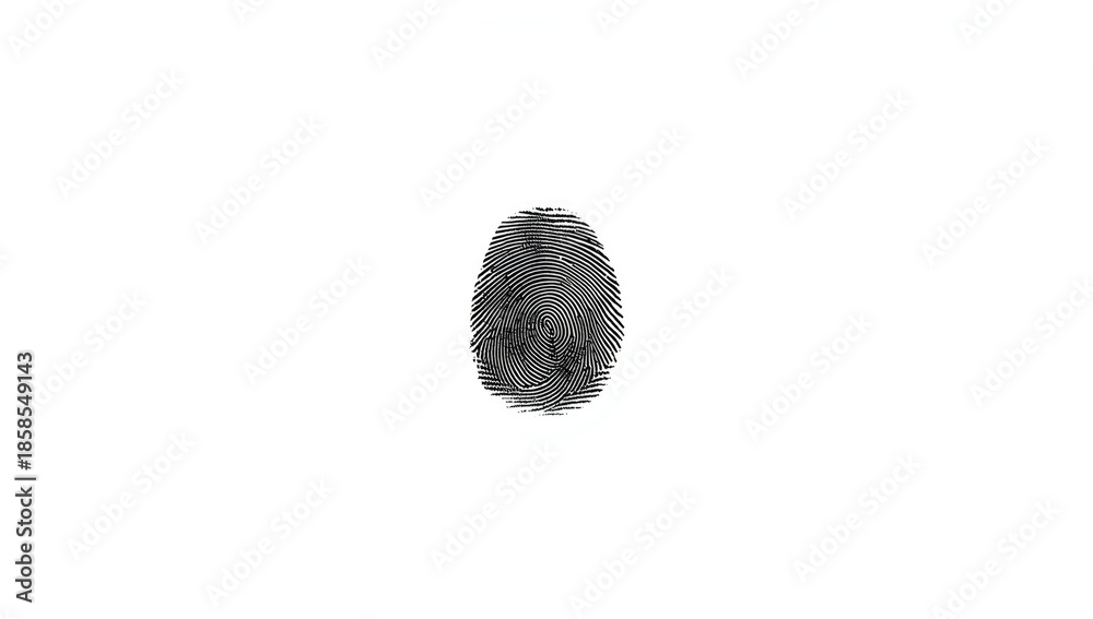 Fototapeta premium Ink fingerprint on white surface, used for biometric security and forensic investigations